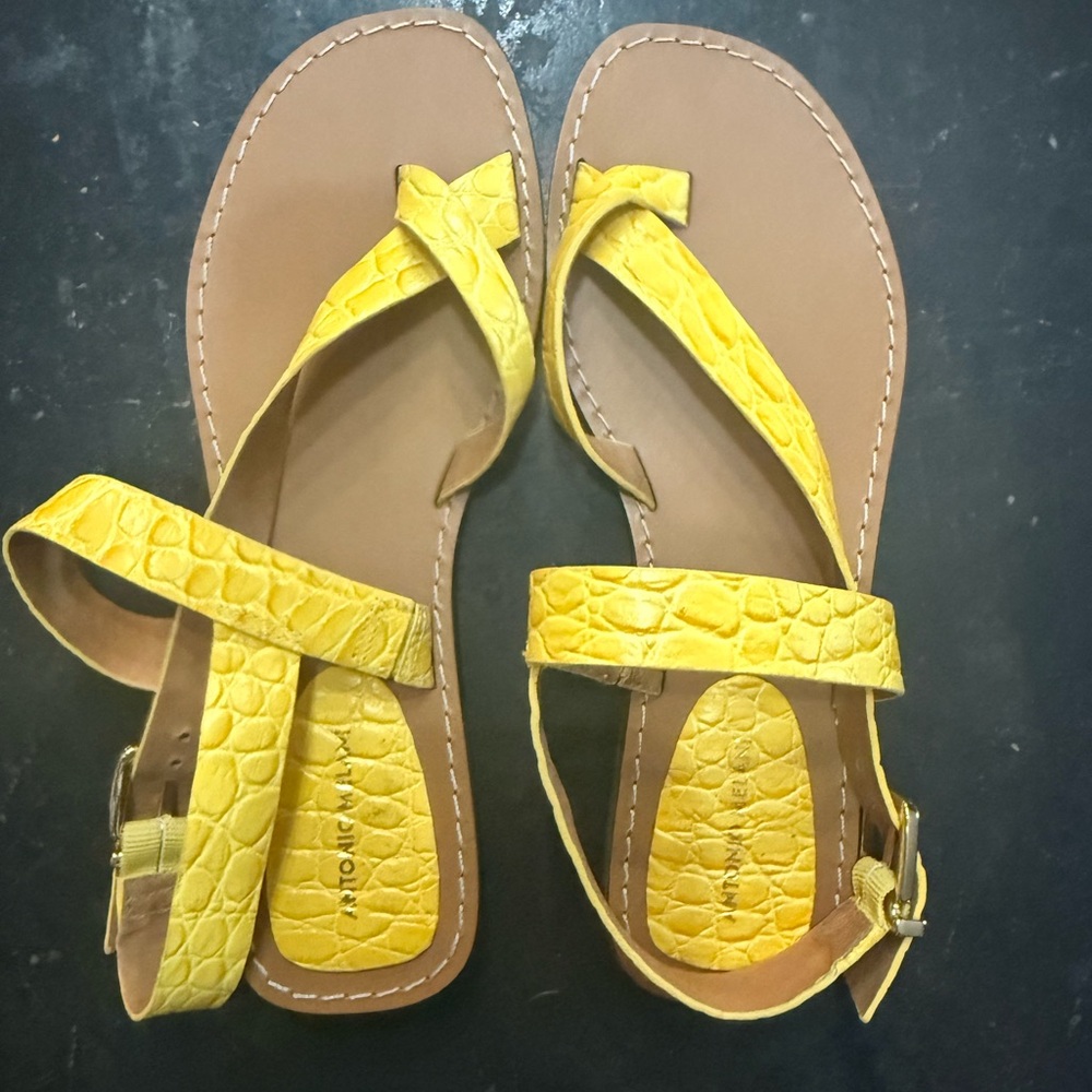 Antonio Melani Yellow Croc-Embossed Sandals